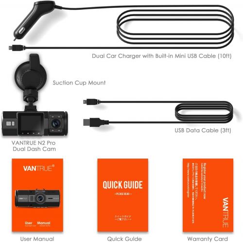  [아마존베스트]Vantrue N2 Pro Uber Dual 1080P Dash Cam, 2.5K 1440P Dash Cam, Front and Inside Accident Car Dash Camera with Infrared Night Vision, 24hr Motion Detection Parking Mode, G-Sensor, Su
