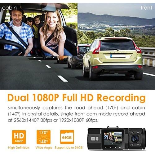  Vantrue N2 Pro Dual Dashcam Infrared Night Vision Dual 1080P Full HD Car Camera Front Rear Sony Sensor Car Camera (2560 x 1440P Front), 1.5 Inch 310° Parking Monitoring Dash Cam G