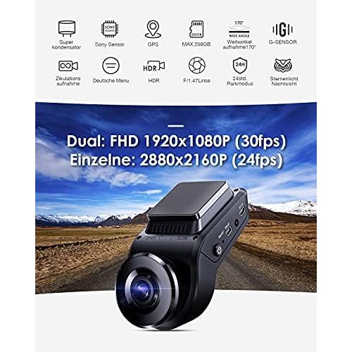  Vantrue S1 Dual 1080?P Super Capacitor Dash Cam, 2880 x 2160?P, Front, 24?Hours Parking mode, car camera, built in GPS, Sony Starlight night vision, 2?inches, 330°, car camera, das