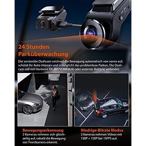  Vantrue S1 Dual 1080?P Super Capacitor Dash Cam, 2880 x 2160?P, Front, 24?Hours Parking mode, car camera, built in GPS, Sony Starlight night vision, 2?inches, 330°, car camera, das