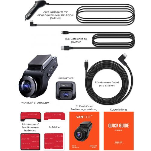  Vantrue S1 Dual 1080?P Super Capacitor Dash Cam, 2880 x 2160?P, Front, 24?Hours Parking mode, car camera, built in GPS, Sony Starlight night vision, 2?inches, 330°, car camera, das