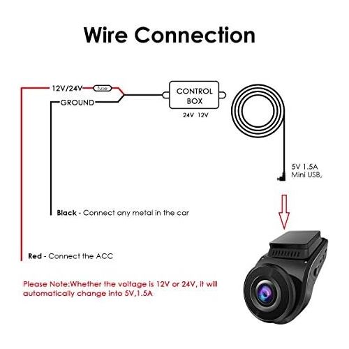  VANTRUE S1/M1 Mini USB 12V 24V to 5V Dash Cam Hardwire Kit with Mini/ACS/ATO/Micro2 Add a Fuse Holder, Low Voltage Protection for Other Mini USB Dash Cam