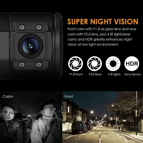  VANTRUE Vantrue N2 Pro Uber Dual Dash Cam Dual 1920x1080P Front and Cabin Dash Camera (2.5K 2560x1440P Single Front) 1.5 310° Car Camera wInfrared Night Vision, Sony Sensor, Parking Mode,