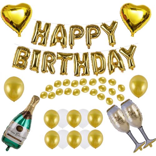  VANVENE Champagne Balloon Decoration Set with HAPPY BIRTHDAY Balloon for Birthday Party Supplies