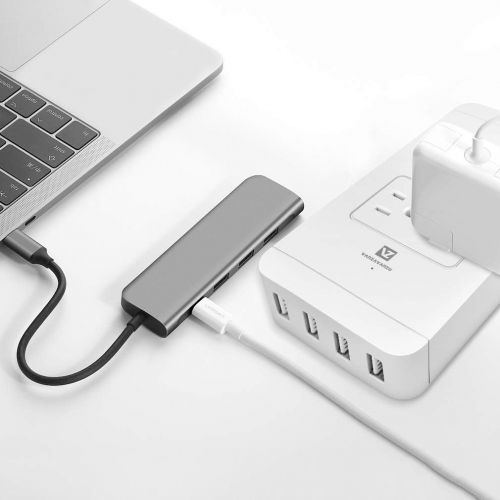  [아마존 핫딜]  [아마존핫딜]Power Strip Surge Protector with USB - VANZAVANZU 4 Outlets Quick Charging Station with 4 USB Ports Multi Outlets 5.9 Ft Cord, 10A 100-240V for Travel, TV, Cellphone, Computer, Pow