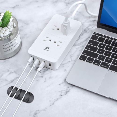  [아마존 핫딜]  [아마존핫딜]Power Strip Surge Protector with USB - VANZAVANZU 4 Outlets Quick Charging Station with 4 USB Ports Multi Outlets 5.9 Ft Cord, 10A 100-240V for Travel, TV, Cellphone, Computer, Pow