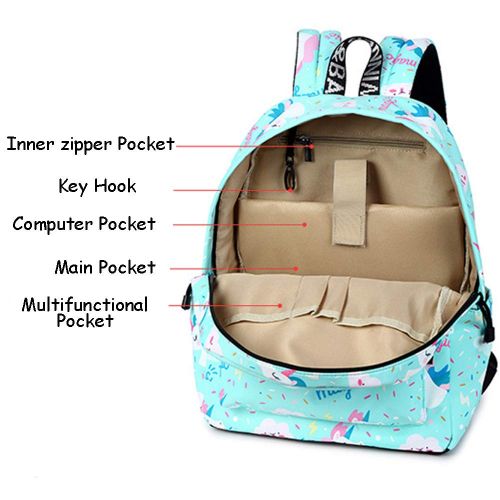  VAQM Women Backpack Cute Lightweight Unicorn Backpack Women Printed Pattern Bags College Laptop Travel Daypack