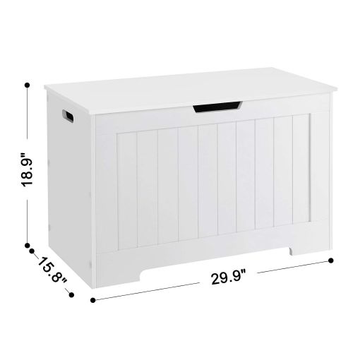  VASAGLE Lift Top Entryway Storage Chest/Bench with 2 Safety Hinge, Wooden Toy Box, White, ULHS11WT