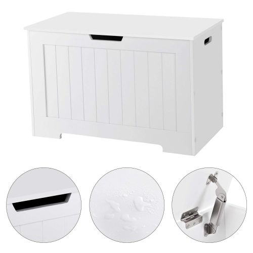  VASAGLE Lift Top Entryway Storage Chest/Bench with 2 Safety Hinge, Wooden Toy Box, White, ULHS11WT