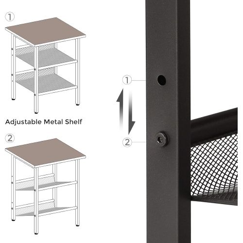  [아마존 핫딜]  [아마존핫딜]VASAGLE Industrial Nightstand, End Table with 2 Adjustable Mesh Shelves, Side Table for Living Room, Stable Metal Frame, Easy Assembly, Rustic Brown ULET23X