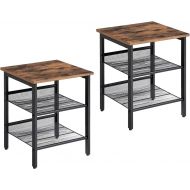 [아마존 핫딜] VASAGLE Industrial Nightstand, Set of 2 Side Tables, End Tables with Adjustable Mesh Shelves, for Living Room, Bedroom, Stable Metal Frame and Easy Assembly ULET24X