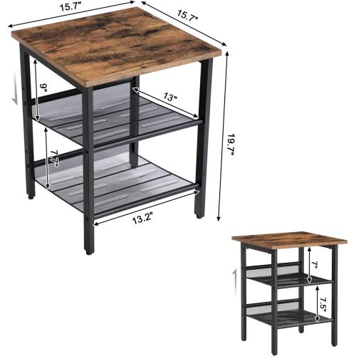  [아마존 핫딜] VASAGLE Industrial Nightstand, Set of 2 Side Tables, End Tables with Adjustable Mesh Shelves, for Living Room, Bedroom, Stable Metal Frame and Easy Assembly ULET24X