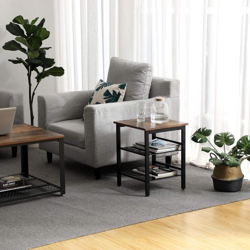  [아마존 핫딜] VASAGLE Industrial Nightstand, Set of 2 Side Tables, End Tables with Adjustable Mesh Shelves, for Living Room, Bedroom, Stable Metal Frame and Easy Assembly ULET24X