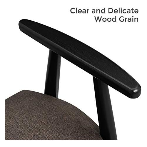  [아마존베스트]VASAGLE Shoe Bench, Upholstered Vanity Stool with Armrests, Solid Rubberwood Frame, Load Capacity 286 lb, for Entryway, Bedroom, Living Room, Black URSB01BK