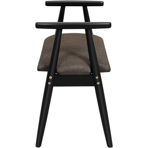  [아마존베스트]VASAGLE Shoe Bench, Upholstered Vanity Stool with Armrests, Solid Rubberwood Frame, Load Capacity 286 lb, for Entryway, Bedroom, Living Room, Black URSB01BK