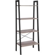 VASAGLE ALINRU Ladder Shelf, 4-Tier Bookshelf, Storage Rack Shelves, Bathroom, Living Room, Industrial Accent Furniture, Steel Frame, Greige and Black ULLS44MB