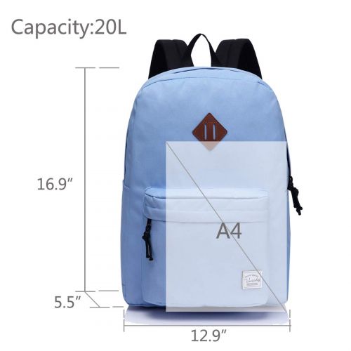  Lightweight Backpack for School, VASCHY Classic Basic Water Resistant Casual Daypack for Travel with Bottle Side Pockets