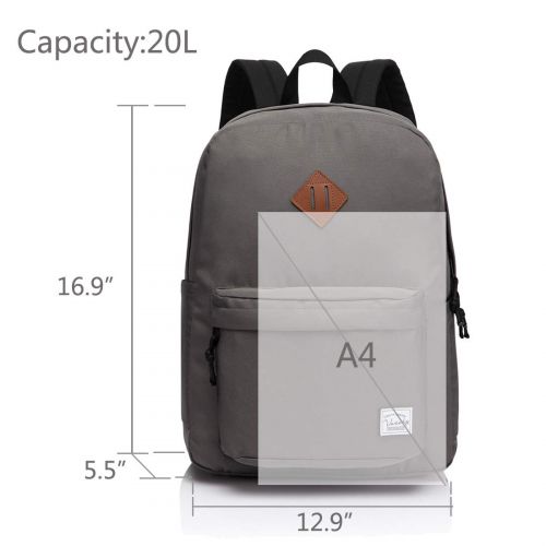  Lightweight Backpack for School, VASCHY Classic Basic Water Resistant Casual Daypack for Travel with Bottle Side Pockets