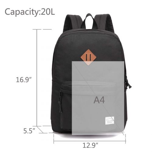  Lightweight Backpack for School, VASCHY Classic Basic Water Resistant Casual Daypack for Travel with Bottle Side Pockets