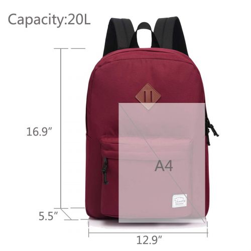  Lightweight Backpack for School, VASCHY Classic Basic Water Resistant Casual Daypack for Travel with Bottle Side Pockets