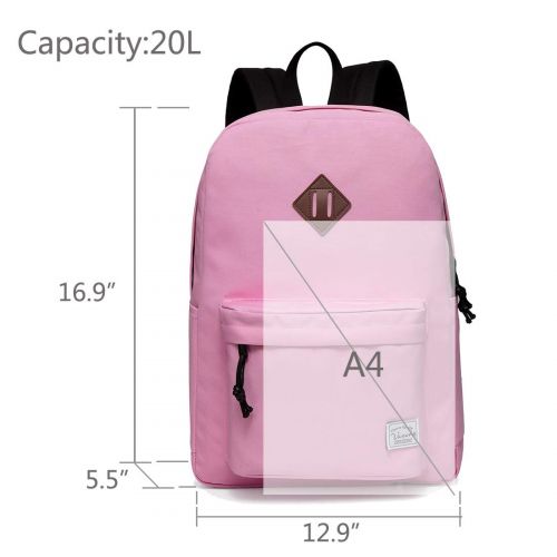  Lightweight Backpack for School, VASCHY Classic Basic Water Resistant Casual Daypack for Travel with Bottle Side Pockets