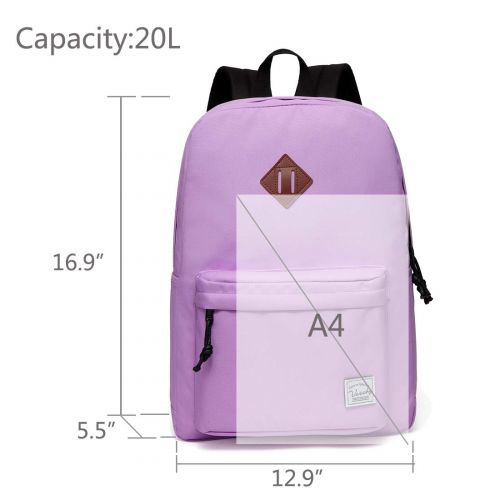  Lightweight Backpack for School, VASCHY Classic Basic Water Resistant Casual Daypack for Travel with Bottle Side Pockets