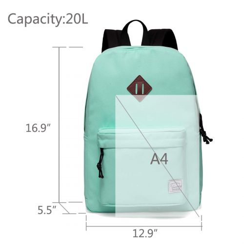  Lightweight Backpack for School, VASCHY Classic Basic Water Resistant Casual Daypack for Travel with Bottle Side Pockets