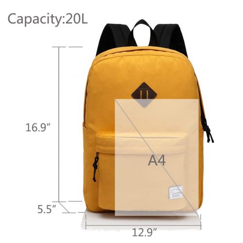  Lightweight Backpack for School, VASCHY Classic Basic Water Resistant Casual Daypack for Travel with Bottle Side Pockets