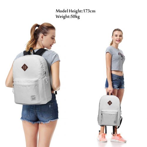  Lightweight Backpack for School, VASCHY Classic Basic Water Resistant Casual Daypack for Travel with Bottle Side Pockets