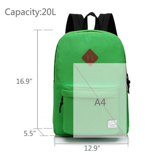  Lightweight Backpack for School, VASCHY Classic Basic Water Resistant Casual Daypack for Travel with Bottle Side Pockets