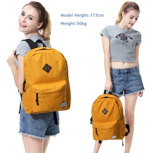  Lightweight Backpack for School, VASCHY Classic Basic Water Resistant Casual Daypack for Travel with Bottle Side Pockets