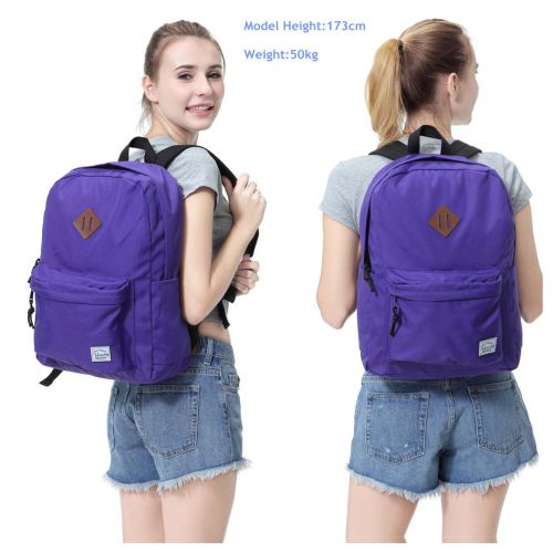  Lightweight Backpack for School, VASCHY Classic Basic Water Resistant Casual Daypack for Travel with Bottle Side Pockets