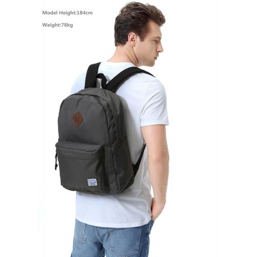  Lightweight Backpack for School, VASCHY Classic Basic Water Resistant Casual Daypack for Travel with Bottle Side Pockets