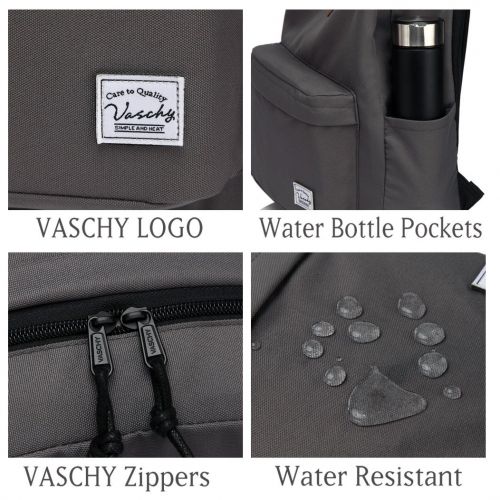  Lightweight Backpack for School, VASCHY Classic Basic Water Resistant Casual Daypack for Travel with Bottle Side Pockets