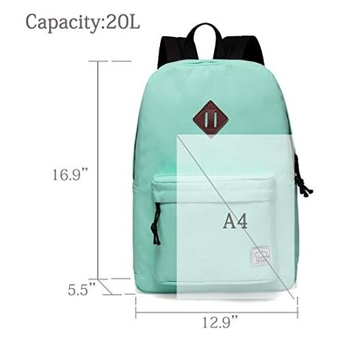  [아마존베스트]Lightweight Backpack for School, VASCHY Classic Basic Water Resistant Casual Daypack for Travel with Bottle Side Pockets