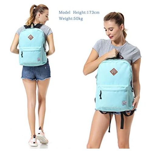  [아마존베스트]Lightweight Backpack for School, VASCHY Classic Basic Water Resistant Casual Daypack for Travel with Bottle Side Pockets