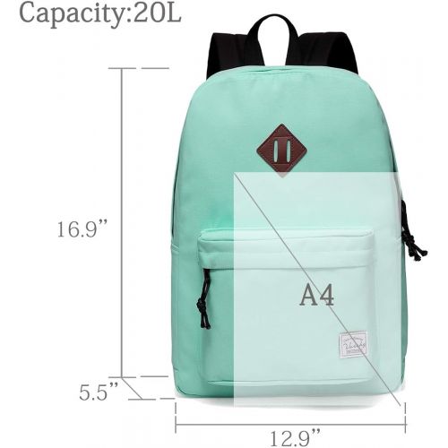  [아마존베스트]Lightweight Backpack for School, VASCHY Classic Basic Water Resistant Casual Daypack for Travel with Bottle Side Pockets