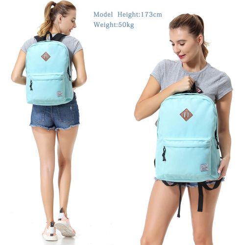  [아마존베스트]Lightweight Backpack for School, VASCHY Classic Basic Water Resistant Casual Daypack for Travel with Bottle Side Pockets