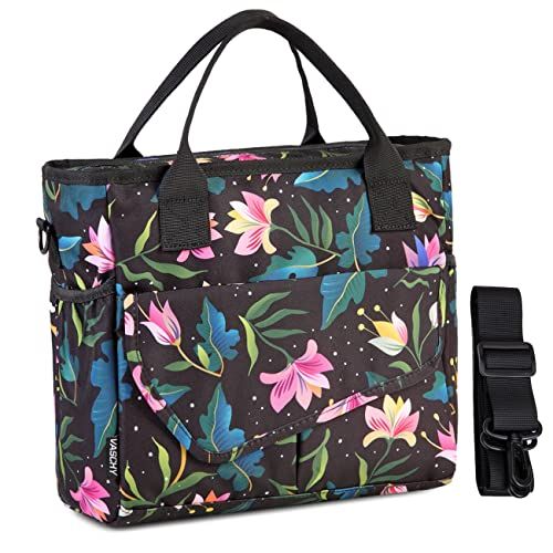  Lunch Bag for Women Girls,VASCHY Ladies Fashion Insulated Lunch Box Tote Bag for Work School Office w Shoulder Strap Floral