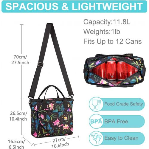  Lunch Bag for Women Girls,VASCHY Ladies Fashion Insulated Lunch Box Tote Bag for Work School Office w Shoulder Strap Floral