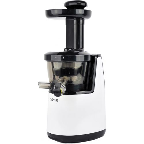  VASNER Slow Juicer Entsafter weiss, Saftpresse elektrisch 60 U/min, 150 Watt, Kaltpresse fuer Obst + Gemuese, Saftbehalter, Reinigungsbuerste, Tropfschutz