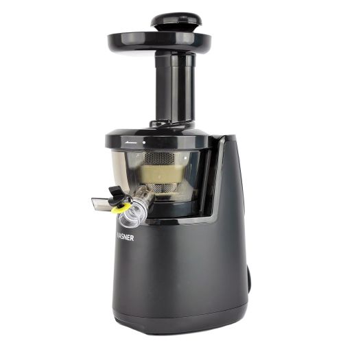  VASNER Entsafter Juica, Slow Juicer schwarz, Saftpresse elektrisch 60 U/min, 150 Watt, Kaltpresse, Saftbehalter, Reinigungsbuerste, Tropfschutz