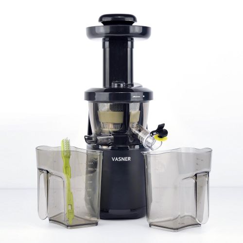  VASNER Entsafter Juica, Slow Juicer schwarz, Saftpresse elektrisch 60 U/min, 150 Watt, Kaltpresse, Saftbehalter, Reinigungsbuerste, Tropfschutz