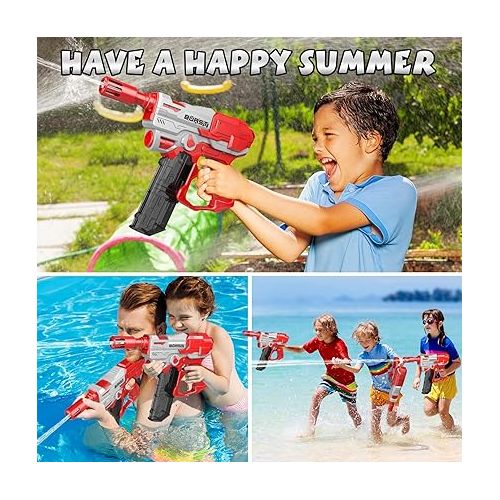  VATOS Electric Water Gun, 32 FT Long Range Automatic Squirt Gun for Kids & Adults, Red, Rechargeable Battery, Safety ABS Material