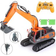 [아마존 핫딜] VATOS RC Excavator 17 Channel Construction Vehicle 1:16 Scale 3-in-1 Remote Control Truck 2 Rechargeable Battery Fully Functional with Lights & Sounds 680 ° Rotation Toy Crawler Be