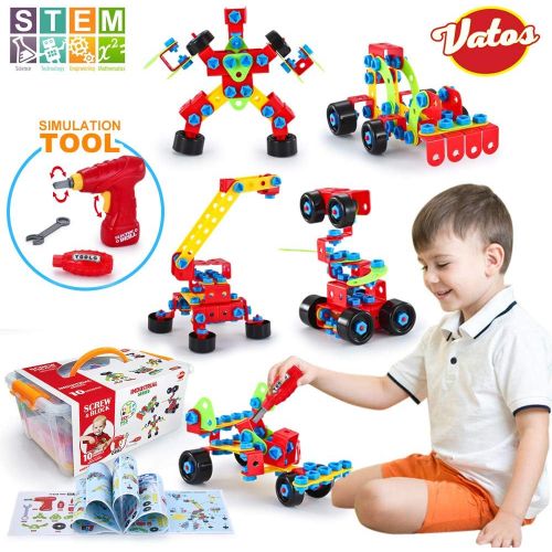  [아마존베스트]VATOS Building Blocks Toy for Kids, STEM Toys 550 Piece Building Blocks & Screw Toy for 5, 6, 7, 8+ Year Old Educational Birthday & Christmas Toy for Boys & Girls |Take-A-Part Toys