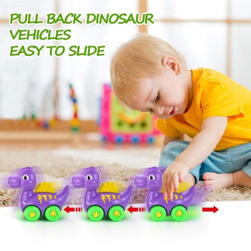  [아마존 핫딜]  [아마존핫딜]VATOS Baby Dinosaurier Spielzeugauto, 6er Pack Zurueckziehen Auto fuer 1 2 3 Jahre alte Jungen & Madchen, Mini Spielzeug Tierreibungsgetriebenes Auto ziehen Fahrzeug Tierauto fuer Ges