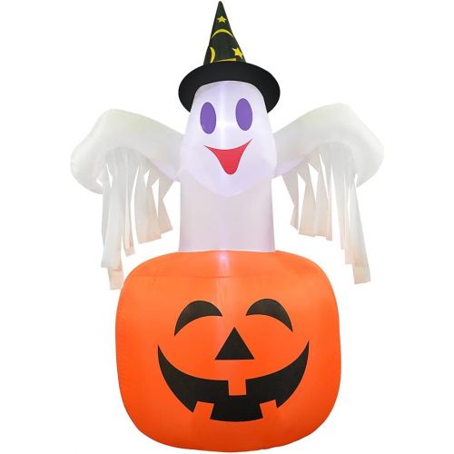  할로윈 용품VATOS Inflatable Halloween Decoration Outdoor - 4.6FT Halloween Inflatables Ghosts with Pumpkin | Cute Inflatable Decoration with LED Lights | Indoor Halloween Blow Up Decor for Pa