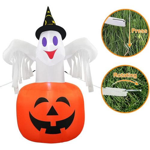  할로윈 용품VATOS Inflatable Halloween Decoration Outdoor - 4.6FT Halloween Inflatables Ghosts with Pumpkin | Cute Inflatable Decoration with LED Lights | Indoor Halloween Blow Up Decor for Pa