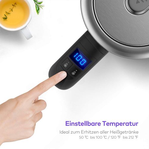  Wasserkocher Edelstahl VAVA mit Temperatureinstellung 1.7 L BPA-frei Elektrische Wasserkessel Teekanne mit Echtzeit-Temperaturanzeige, Automatische Abschaltung Trockengehschutz, 22